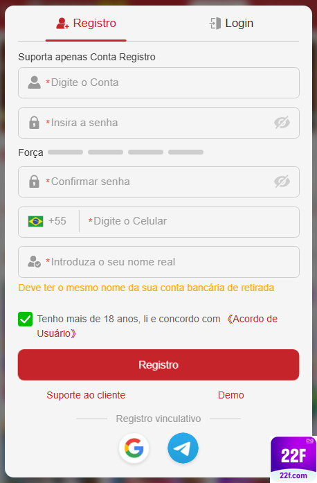 Experiência de Jogos 22f.com
